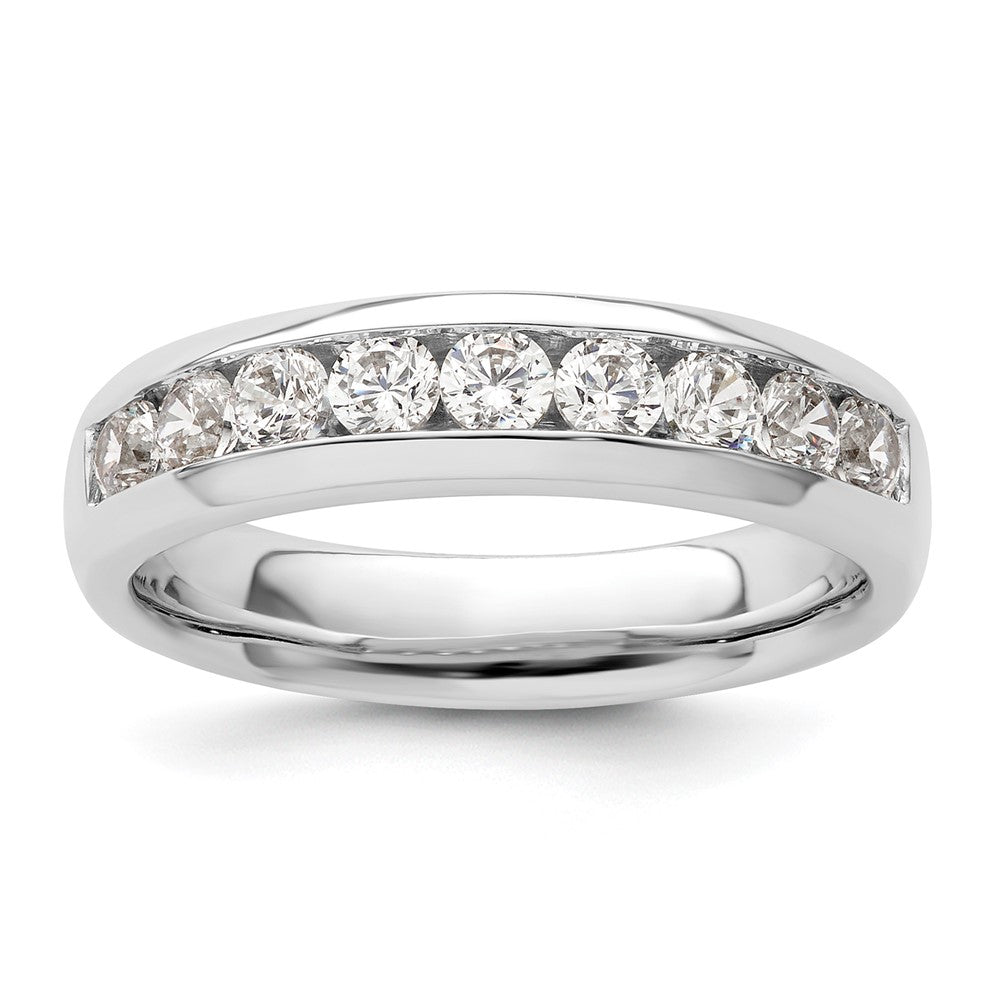 14K Weißgold Ehering mit 9 Diamanten in Kanalfassung