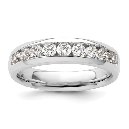 14K Weißgold Ehering mit 9 Diamanten in Kanalfassung