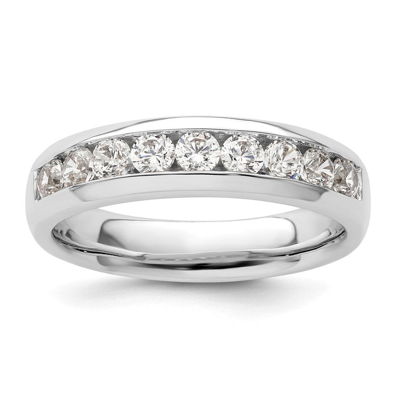 14K Weißgold Ehering mit 9 Diamanten in Kanalfassung