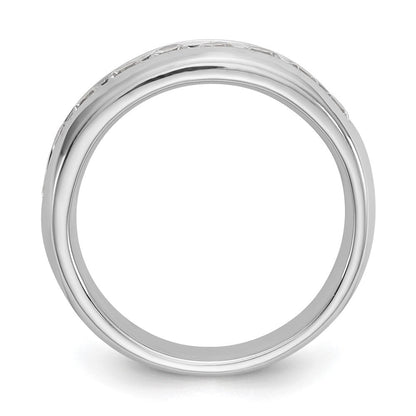 14K Weißgold Ring mit 9 natürlichen Diamanten in Kanalfassung