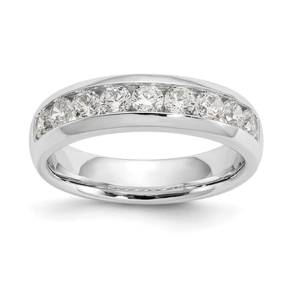 14K Weißgold Ring mit 9 natürlichen Diamanten in Kanalfassung
