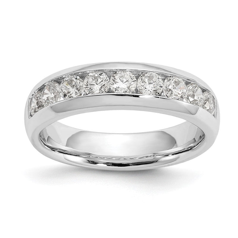14K Weißgold Ring mit 9 natürlichen Diamanten in Kanalfassung