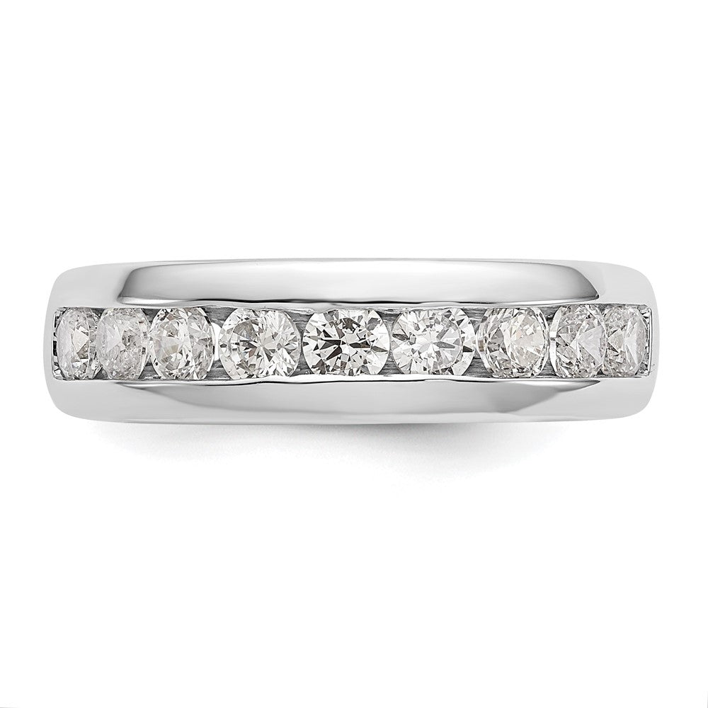 14K Weißgold Ehering mit 9 Diamanten in Kanalfassung