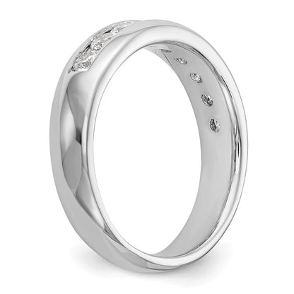 14K Weißgold Ehering mit 9 Diamanten in Kanalfassung