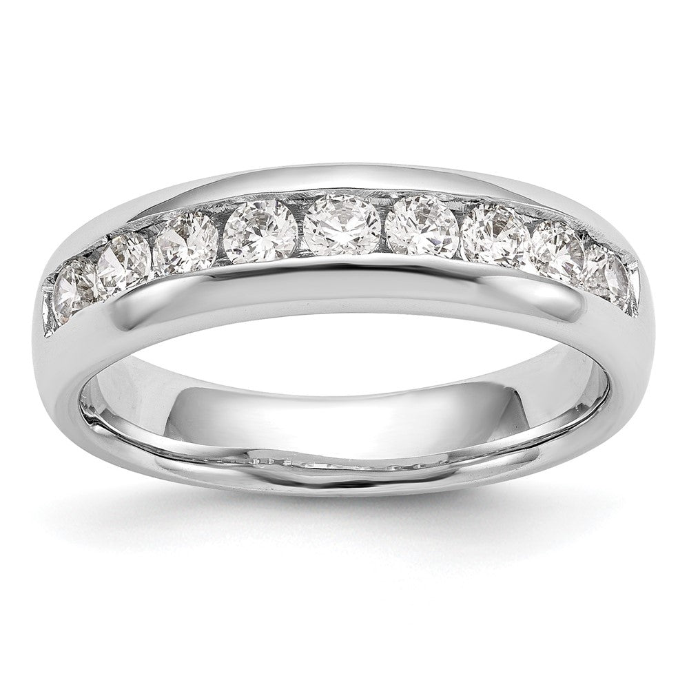 14K Weißgold Ehering mit 9 Diamanten in Kanalfassung