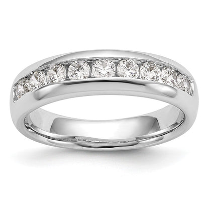14K Weißgold Ehering mit 9 Diamanten in Kanalfassung