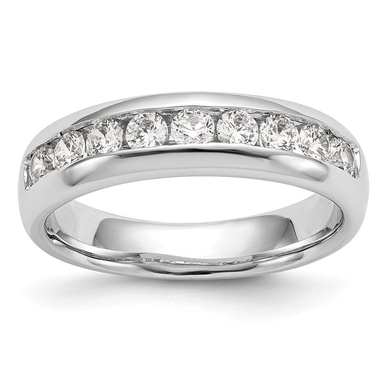 14K Weißgold Ehering mit 9 Diamanten in Kanalfassung
