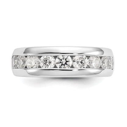 14K Weißgold 9 Stein 1.38 Karat Rund Diamant Komplett Kanalfassung Ring