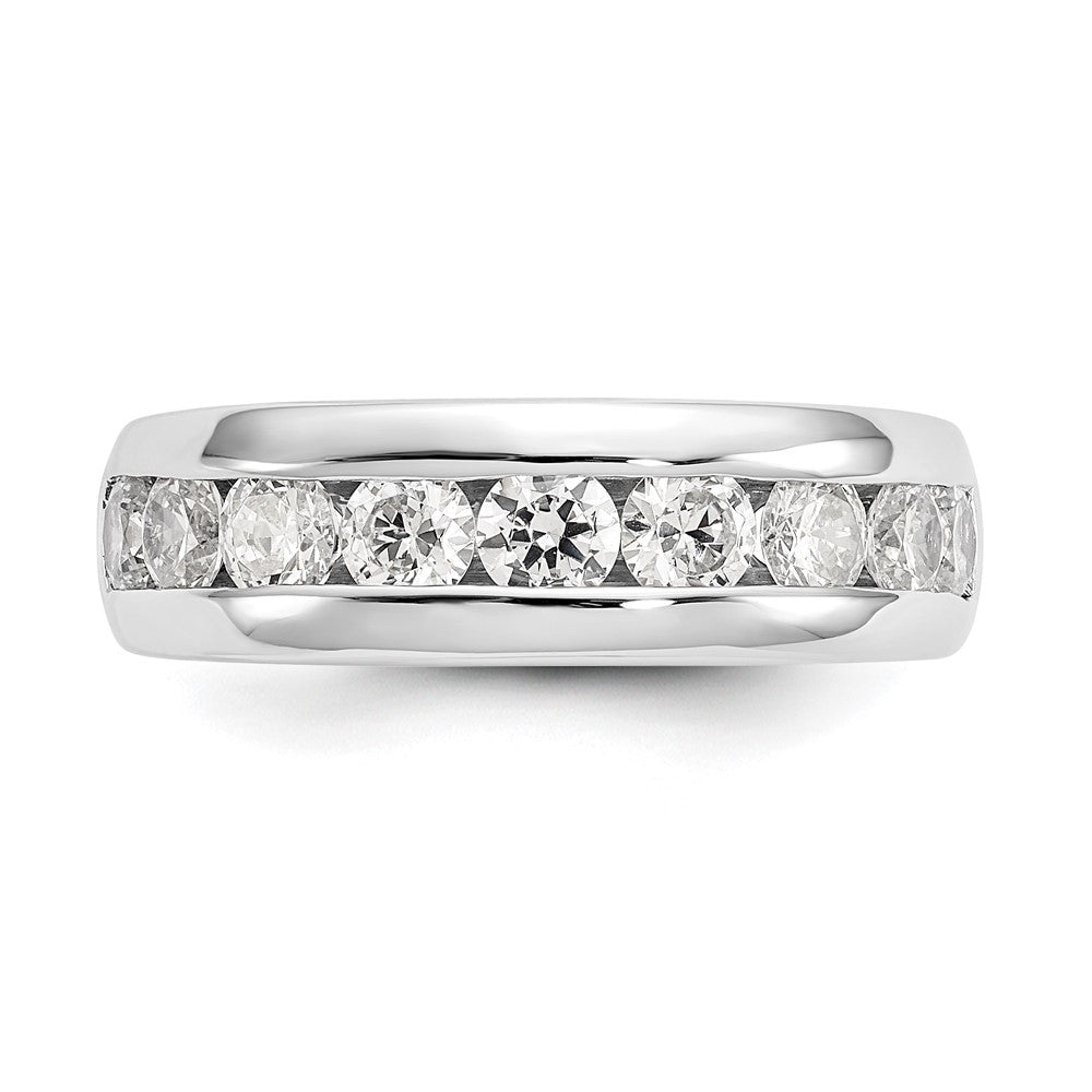 14K Weißgold Ehering mit 9 Diamanten in Kanalfassung