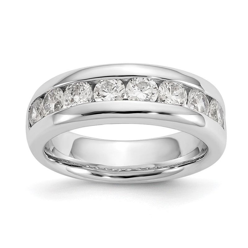 14K Weißgold Ehering mit 9 Diamanten in Kanalfassung