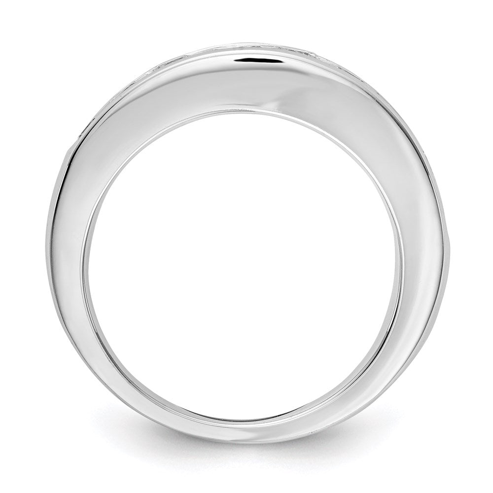 14K Weißgold Ehering mit 9 Diamanten in Kanalfassung