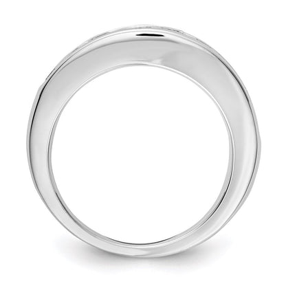 14K Weißgold Ehering mit 9 Diamanten in Kanalfassung