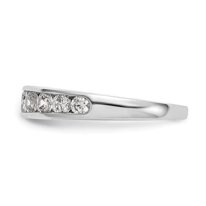 14K Weißgold Ehering mit 9 Diamanten in Kanalfassung