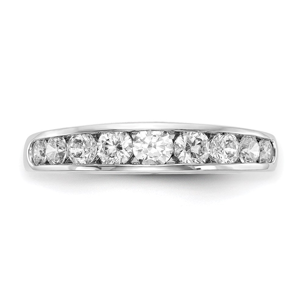 14K Weißgold Ehering mit 9 Diamanten in Kanalfassung