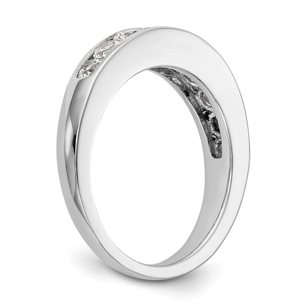 14K Weißgold Ehering mit 9 Diamanten in Kanalfassung