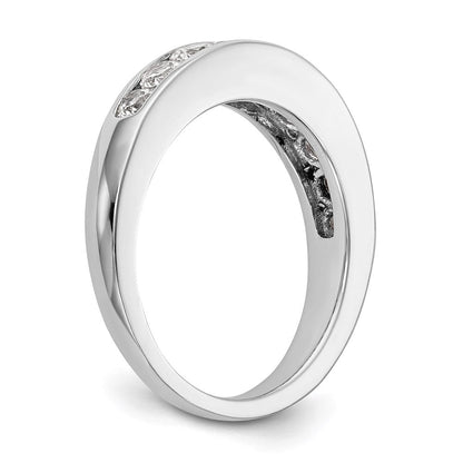 14K Weißgold Ehering mit 9 Diamanten in Kanalfassung