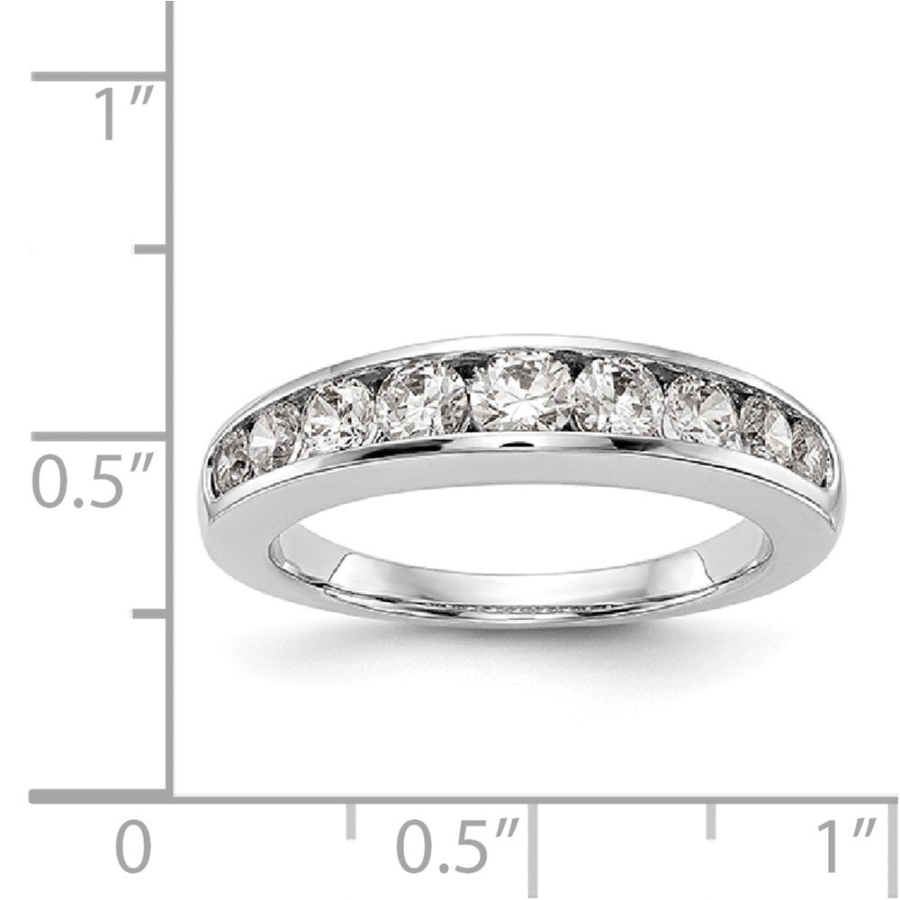 14K Weißgold Ehering mit 9 Diamanten in Kanalfassung