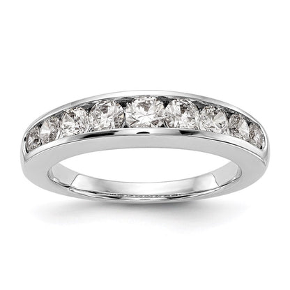 14K Weißgold Ehering mit 9 Diamanten in Kanalfassung