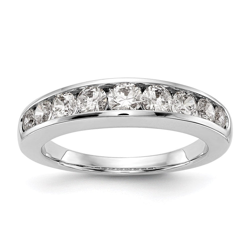 14K Weißgold Ehering mit 9 Diamanten in Kanalfassung