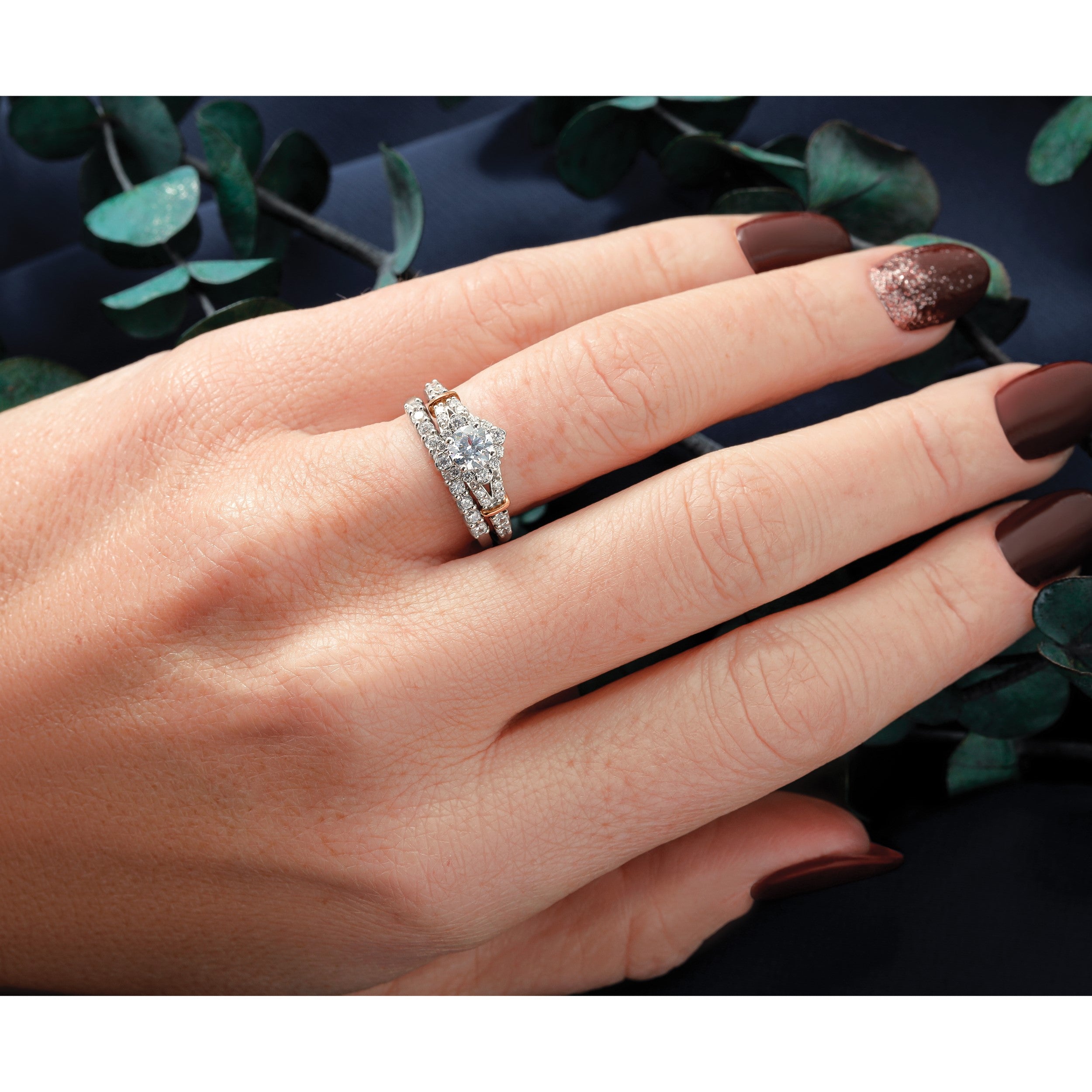 14K Weißgold Fashion-Ring mit 1 ct. im Labor gezüchteten Diamanten, VS/SI+ G+, zehn Steine