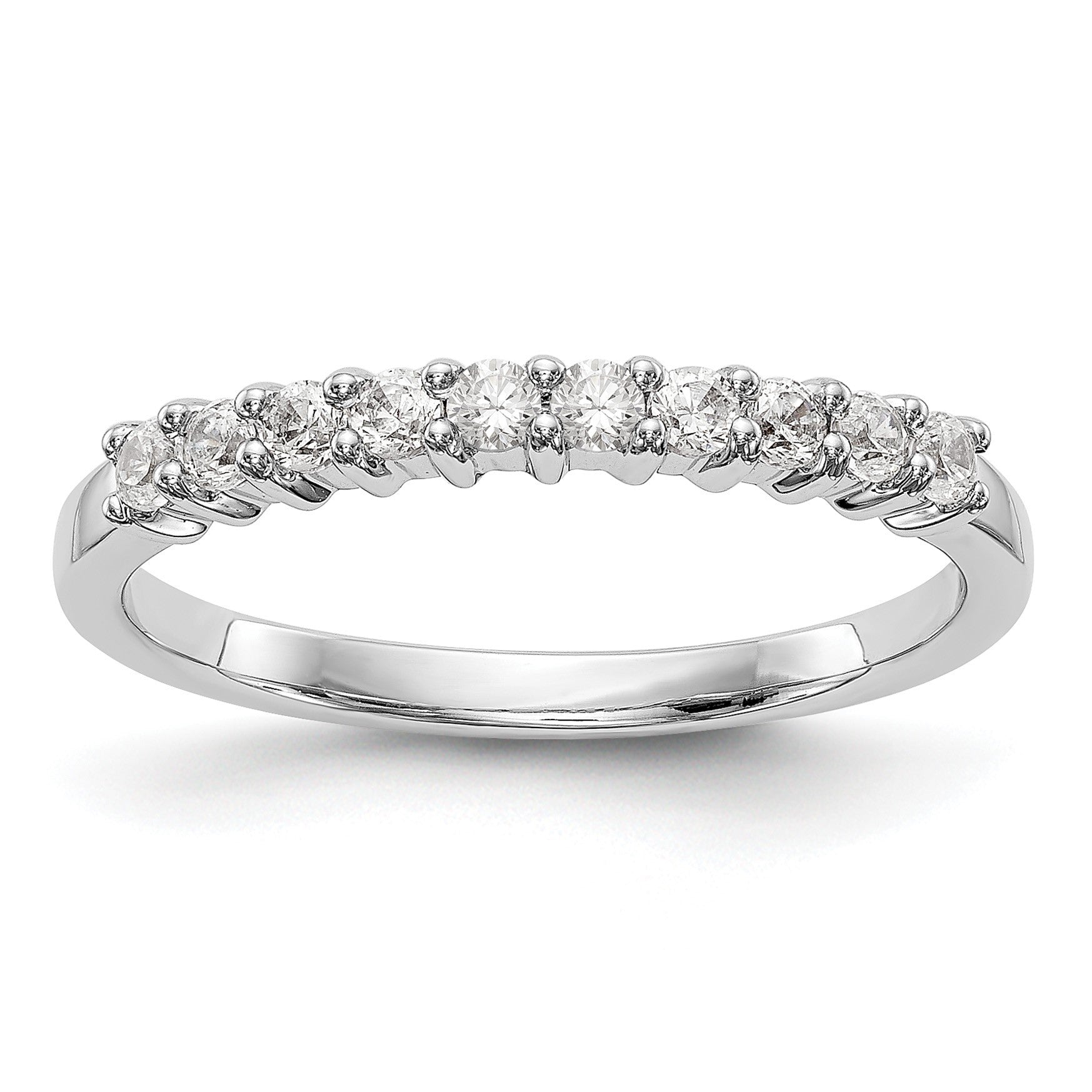 14K Weißgold Ehering mit 10 natürlichen Diamanten, 0,3 ct. Gesamtgewicht