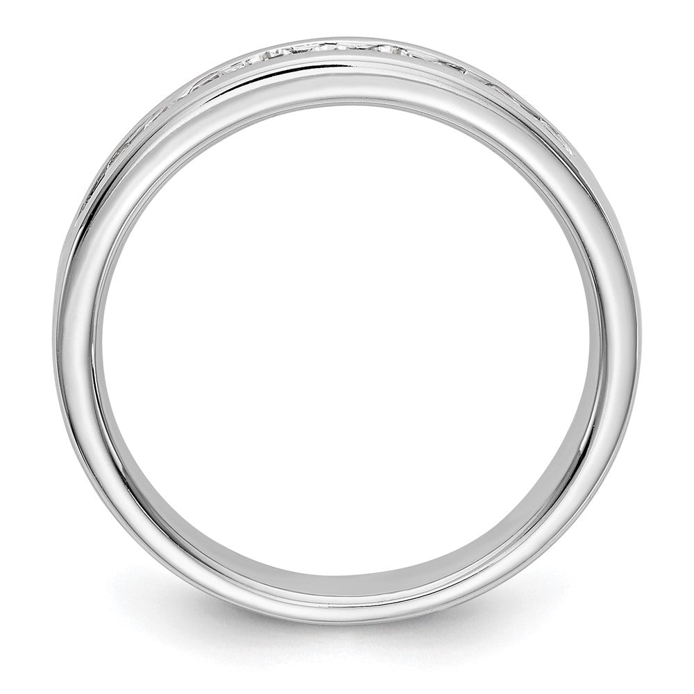 14K Weißgold Ehering mit 10 natürlichen Diamanten in Kanalfassung