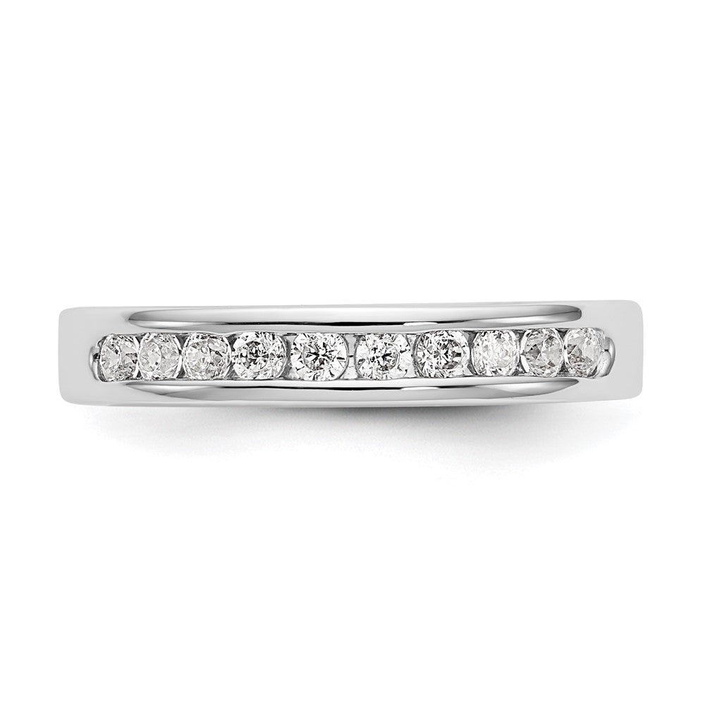 14K Weißgold Ehering mit 10 natürlichen Diamanten in Kanalfassung