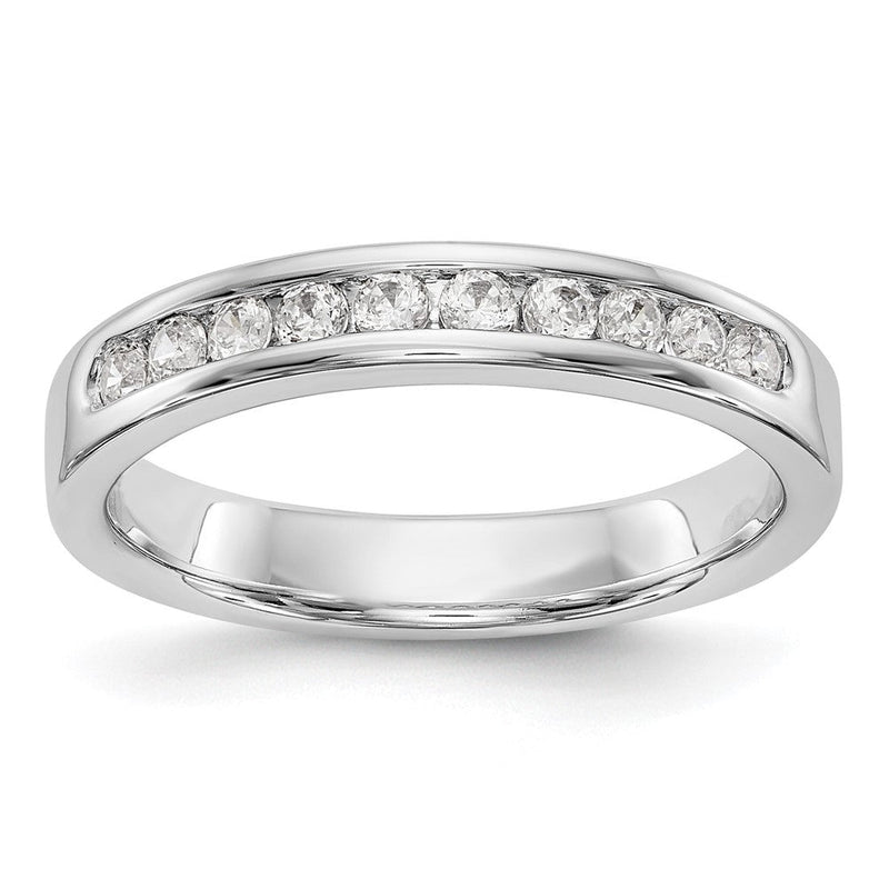 14K Weißgold Ring mit 10 Steinen, 0,33K rundem Diamanten in Kanalfassung