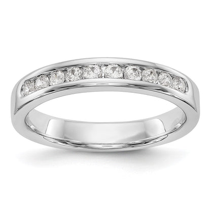14K Weißgold Ehering mit 10 natürlichen Diamanten in Kanalfassung