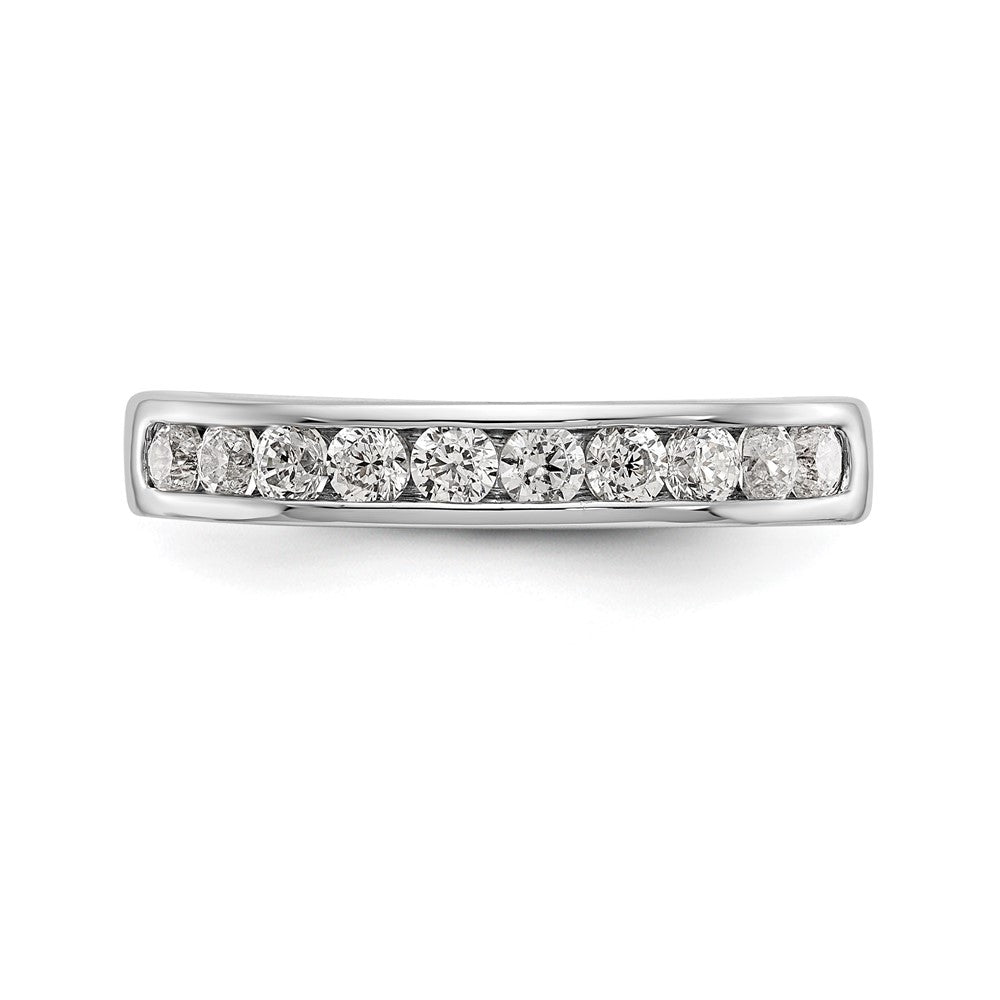 14K Weißgold Ring mit 10 echten Diamanten in Kanalfassung