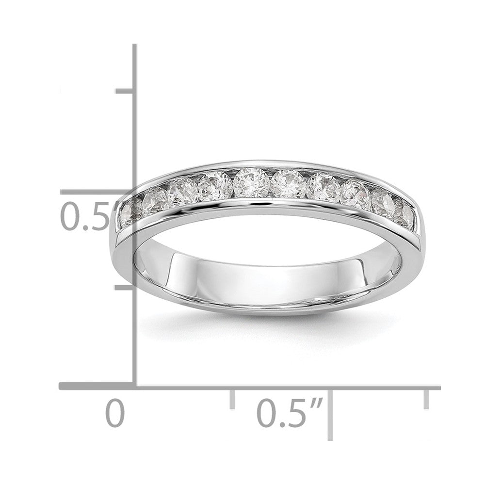 14K Weißgold Ring mit 10 echten Diamanten in Kanalfassung