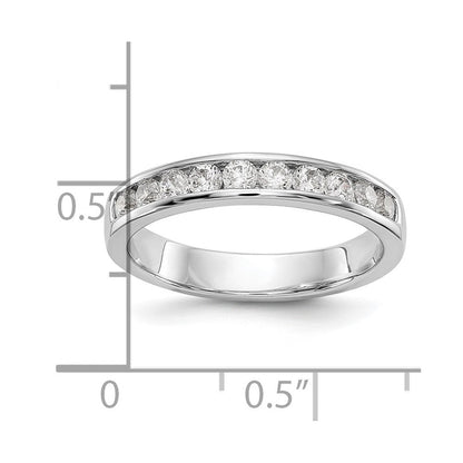 14K Weißgold Ring mit 10 echten Diamanten in Kanalfassung