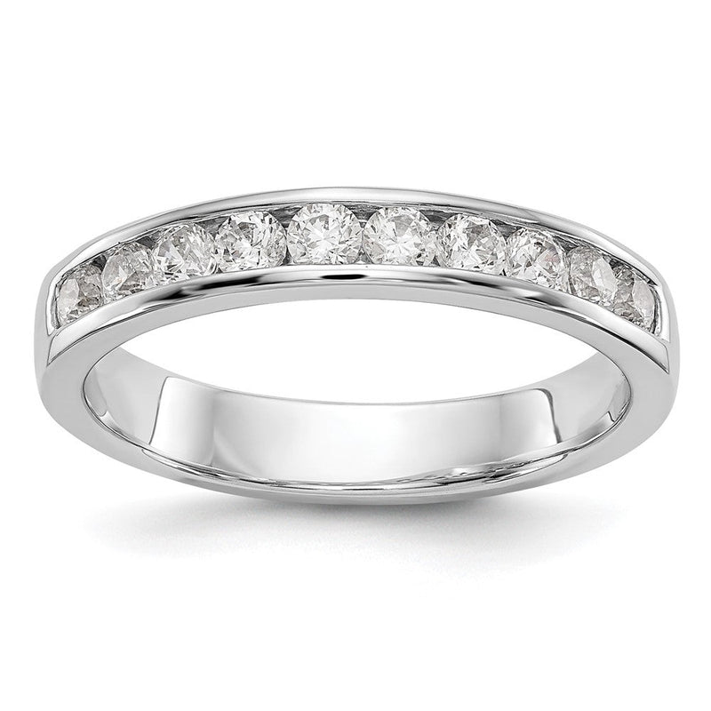 14K Weißgold Ehering mit 10 Diamanten in Kanalfassung