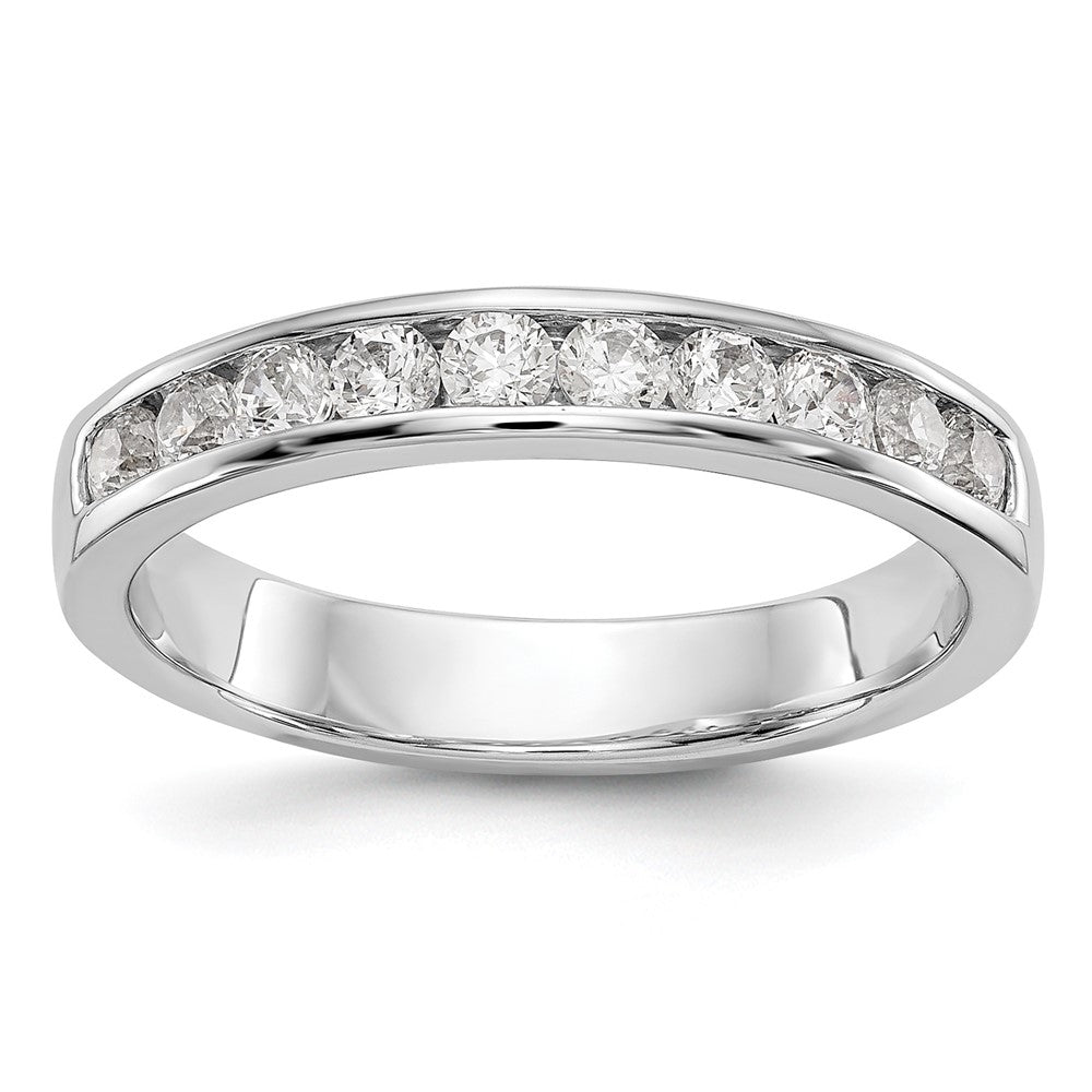 14K Weißgold Ring mit 10 echten Diamanten in Kanalfassung
