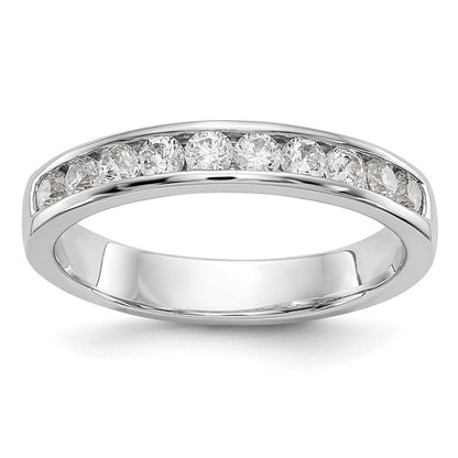 14K Weißgold Ring mit 10 echten Diamanten in Kanalfassung