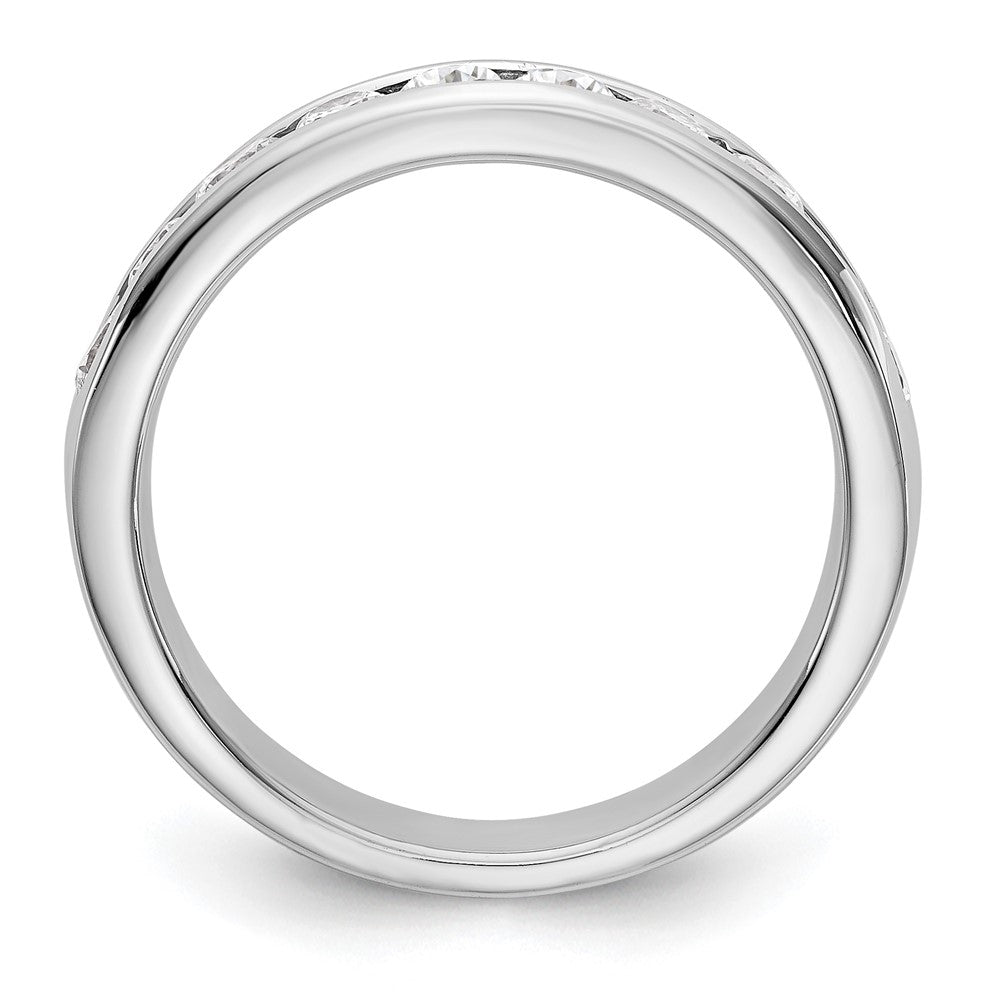 14K Weißgold Ehering mit 10 runden Diamanten, 0,75K, komplett Kanalfassung