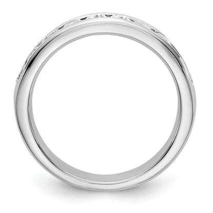 14K Weißgold Ehering mit 10 runden Diamanten, 0,75K, komplett Kanalfassung