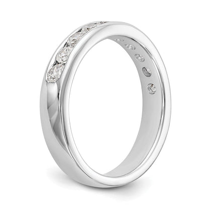 14K Weißgold Ehering mit 10 runden Diamanten, 0,75K, komplett Kanalfassung