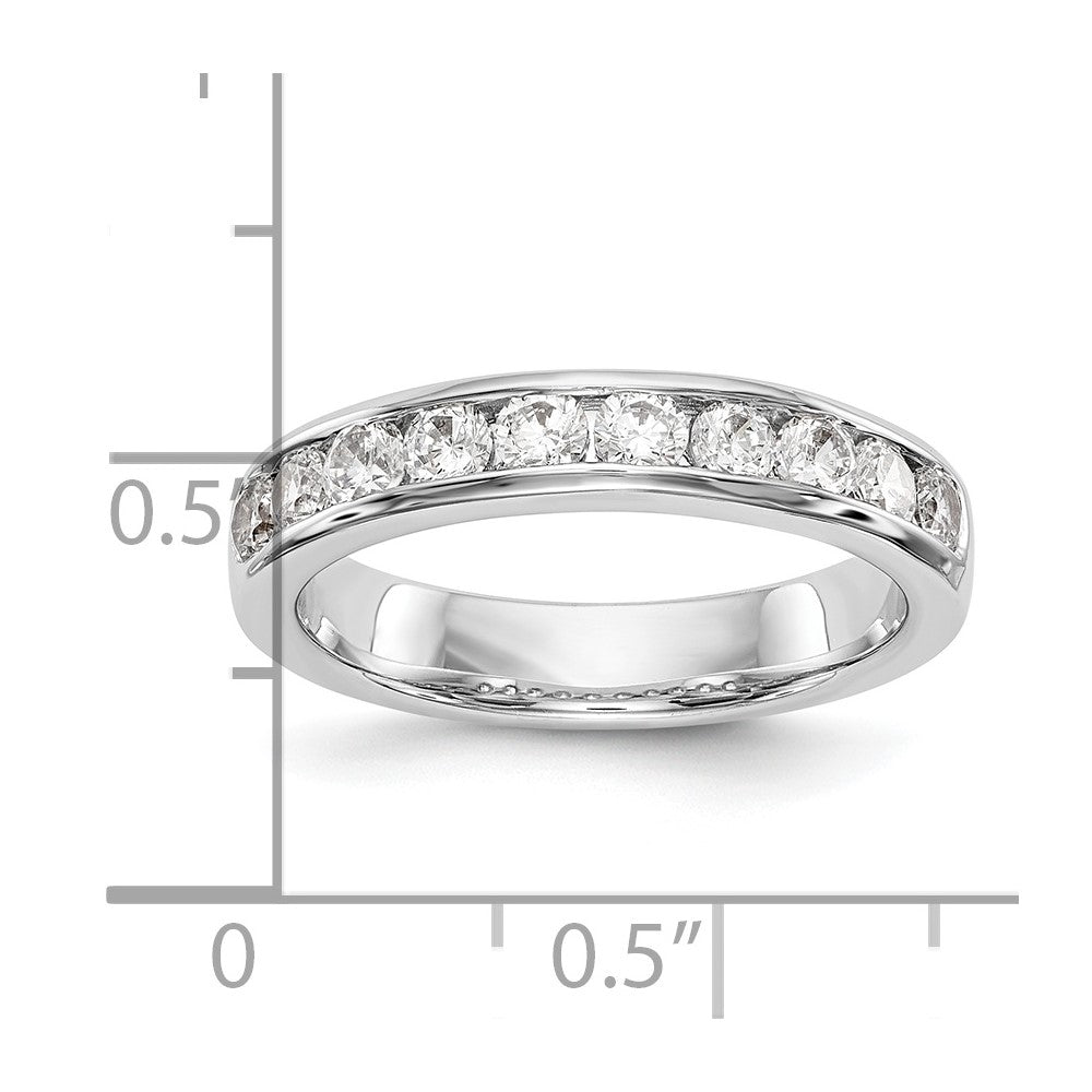 14K Weißgold Ehering mit 10 runden Diamanten, 0,75K, komplett Kanalfassung