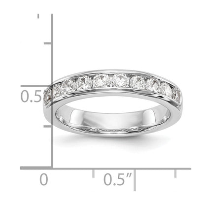 14K Weißgold Ehering mit 10 runden Diamanten, 0,75K, komplett Kanalfassung