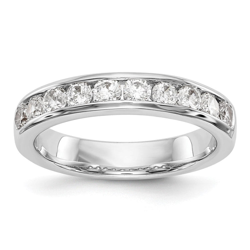 14K Weißgold Ehering mit 10 Diamanten in Kanalfassung