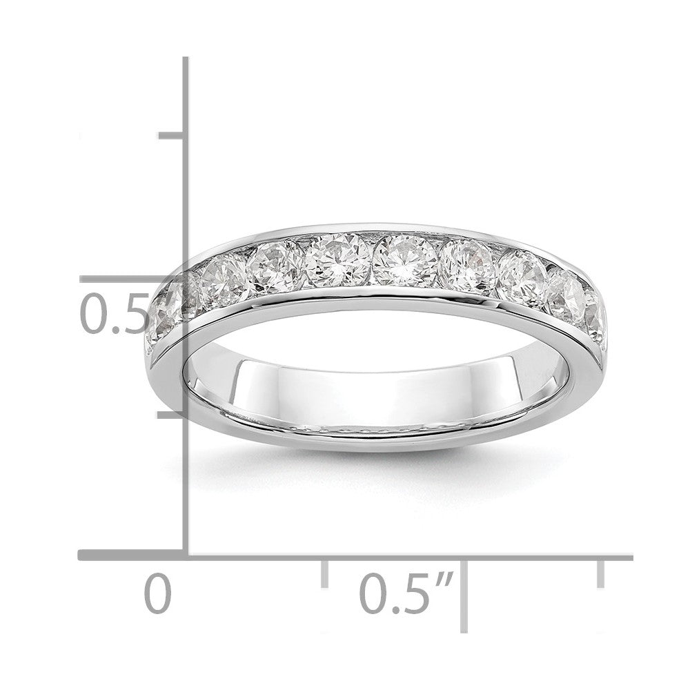 14K Weißgold Ring mit 10 runden Diamanten in Kanalfassung, 0,875 ct
