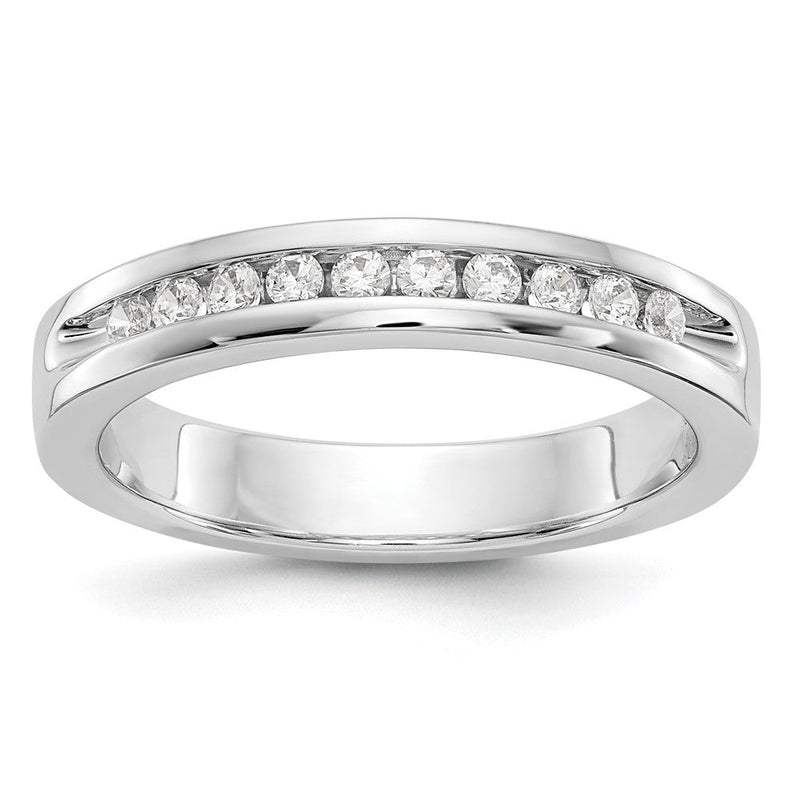 14K Weißgold Ehering mit 10 natürlichen Diamanten in Kanalfassung, 0,20 ct. Gesamtgewicht