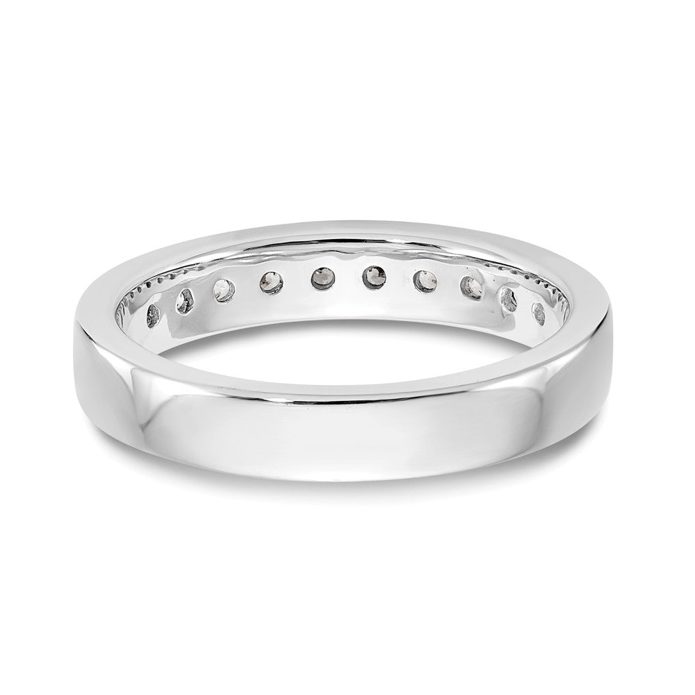 14K Weißgold Ehering mit 10 natürlichen Diamanten in Kanalfassung