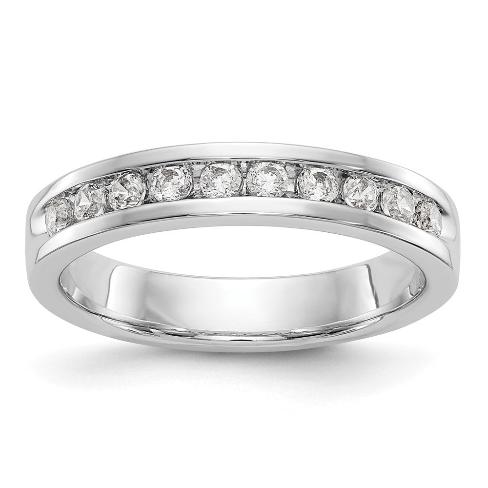 14K Weißgold Ehering mit 10 natürlichen Diamanten in Kanalfassung