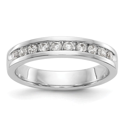 14K Weißgold Ehering mit 10 natürlichen Diamanten in Kanalfassung