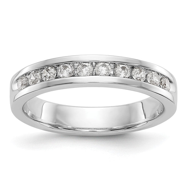 14K Weißgold Ehering mit 10 natürlichen Diamanten in Kanalfassung