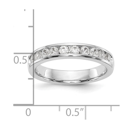 14K Weißgold Ehering mit 10 natürlichen Diamanten in Kanalfassung