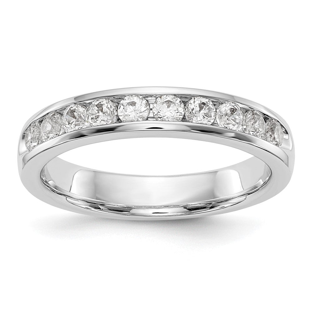 14K Weißgold Ring mit 10 runden Diamanten, 0,5K, Channel-Fassung