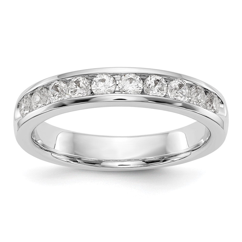 14K Weißgold Ehering mit 10 natürlichen Diamanten in Kanalfassung